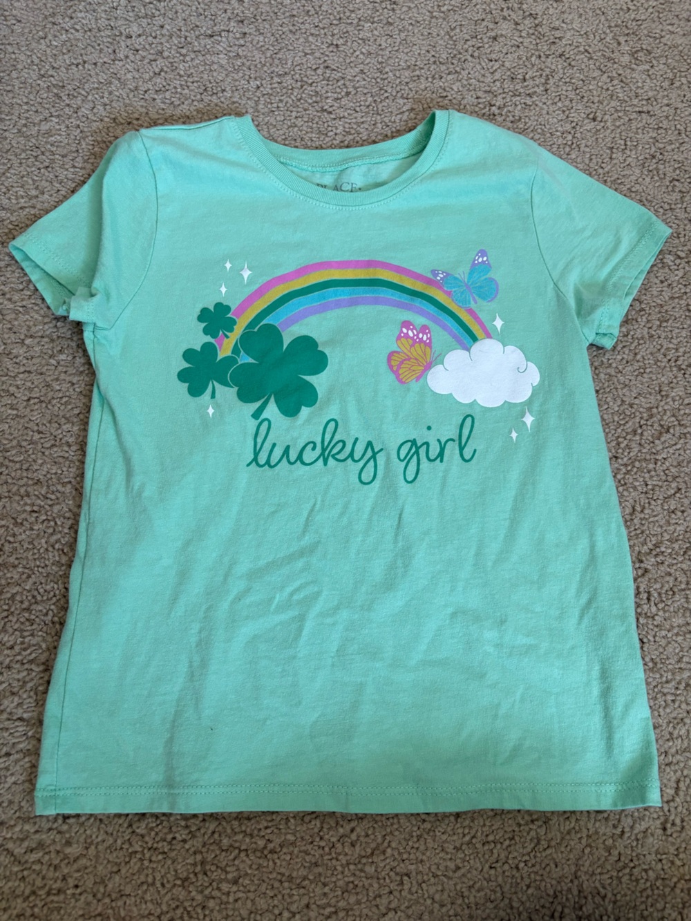 The Children's Place Mint Green 'Lucky Girl' Rainbow Tee